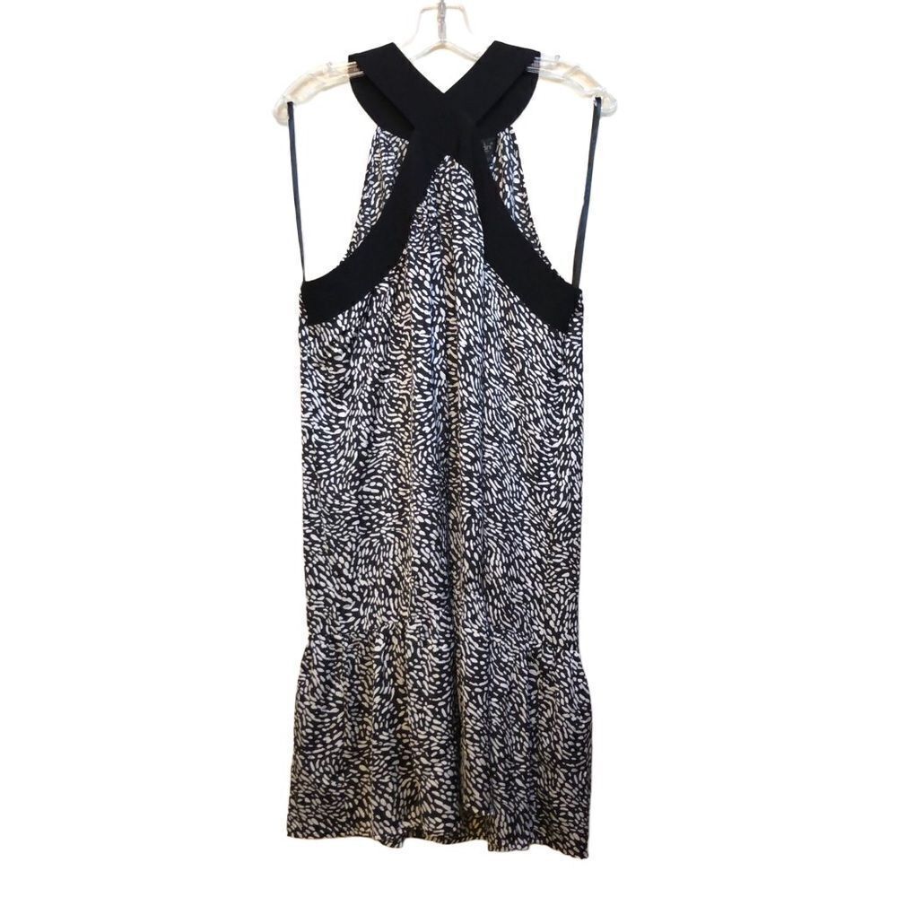 Belldini Silky Halter Dress Black & White Print With Wide Straps XL NWT